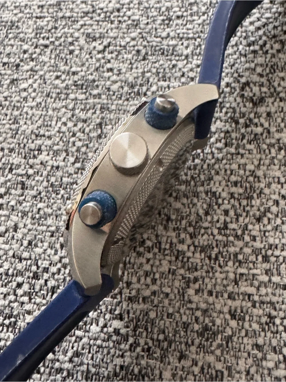 Burberry Men's Navy Blue Rubber Strap Chronograph Watch